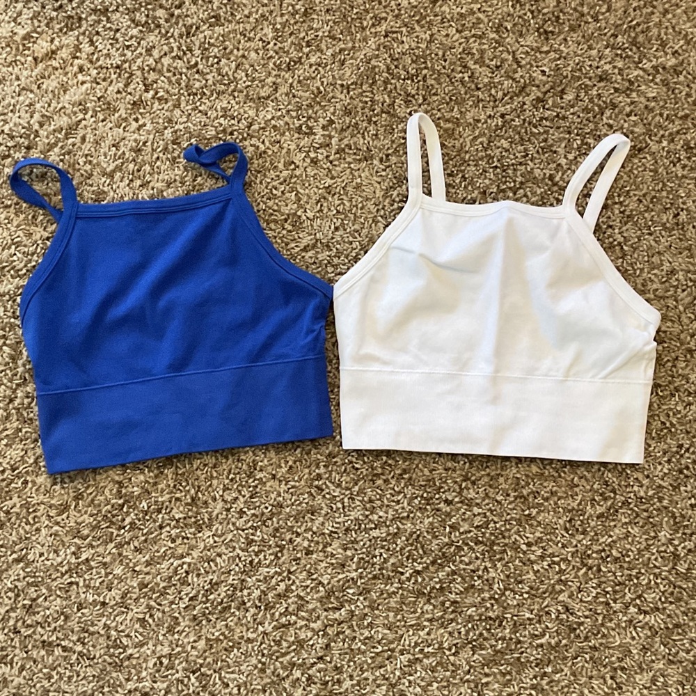 Women’s Cropped Tank Top - Blue and White